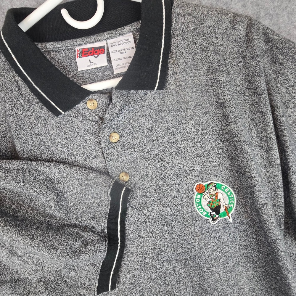 Vtg 90s Boston Celtics Pro Edge Polo Shirt Womens Sz L Large NBA Basketball
